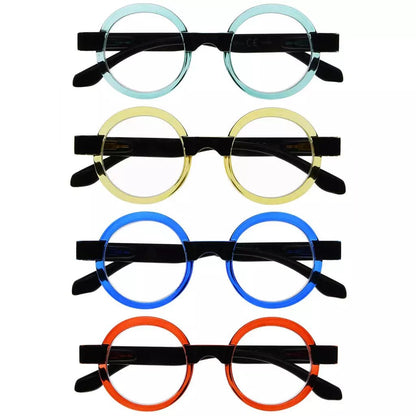 4 Pack Round Retro Design Reading Glasses Small Fun Readers R2007Ceyekeeper.com
