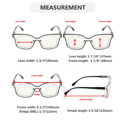 4 Pack Square Progressive Multifocus Reading Glasses M2105