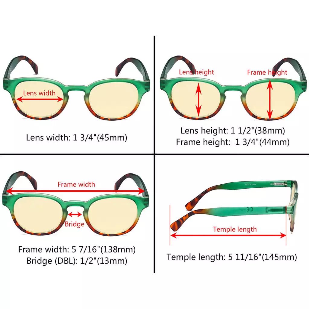 4 Pack Stylish Blue Light Blocking Reading Glasses TM124Deyekeeper.com