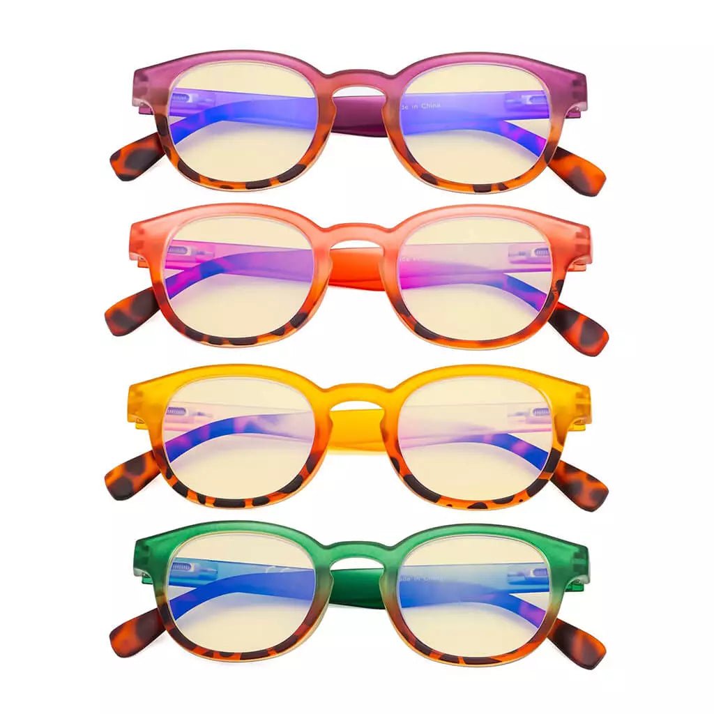 4 Pack Stylish Blue Light Blocking Reading Glasses TM124Deyekeeper.com