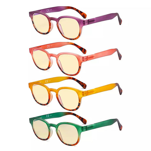 4 Pack Stylish Blue Light Blocking Reading Glasses TM124Deyekeeper.com