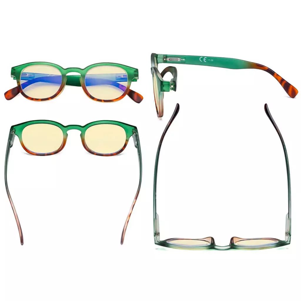 4 Pack Stylish Blue Light Blocking Reading Glasses TM124Deyekeeper.com