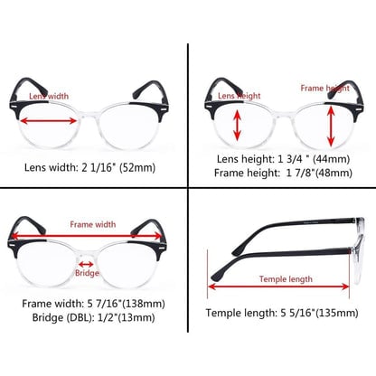 4 Pack Stylish Design Round Ladies Reading Glasses R9002Ceyekeeper.com