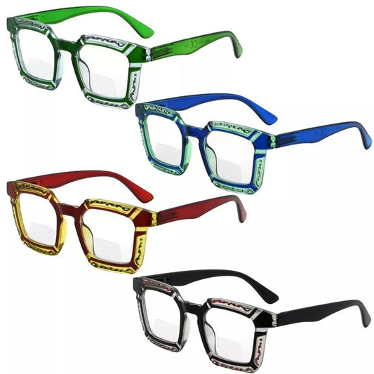 4 Pack Stylish Floral Pattern Bifocal Reading Glasses BR2106eyekeeper.com