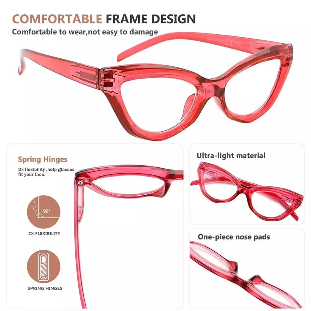 4 Pack Stylish Readers Cat - eye Frame Reading Glasses R2033eyekeeper.com