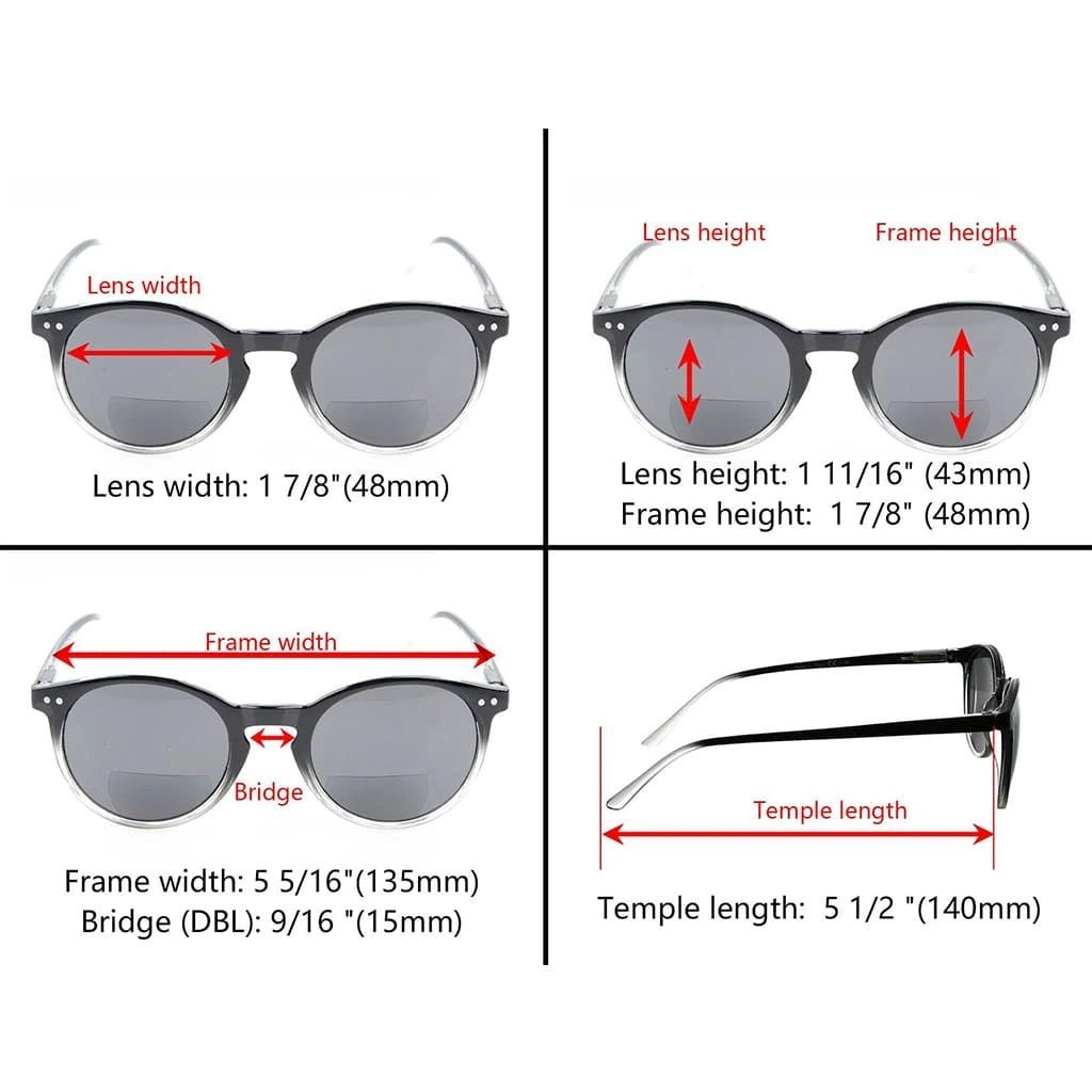 4 Pack Stylish Round Bifocal Reading Sunglasses S005eyekeeper.com
