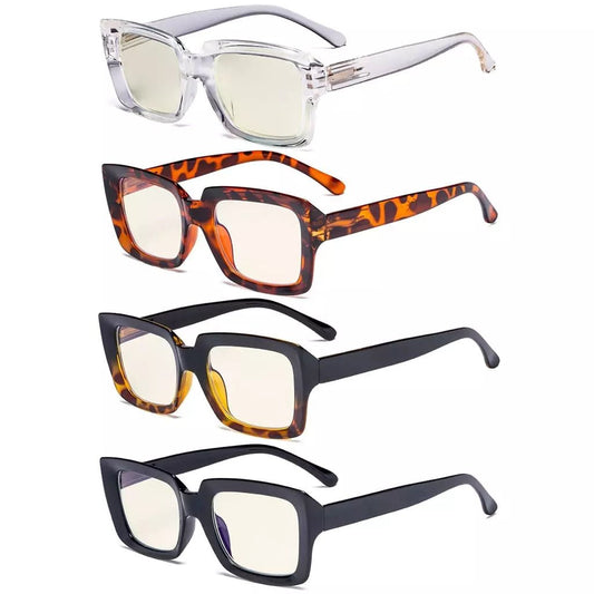 4 Pack Thicker Frame Design Blue Light Filter Reading Glasses UVR9107eyekeeper.com