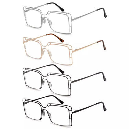 4 Pack Thin Metal Hollow Frame Reading Glasses R2301eyekeeper.com