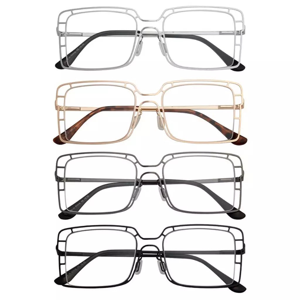 4 Pack Thin Metal Hollow Frame Reading Glasses R2301eyekeeper.com