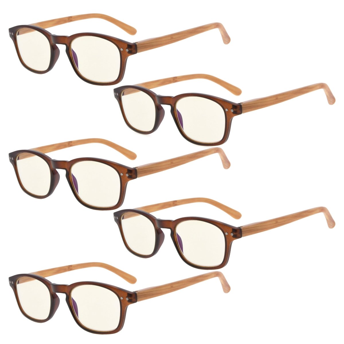 5 Pack Bamboo - look Temples Blue Light Filter Reading Glasses CG034eyekeeper.com