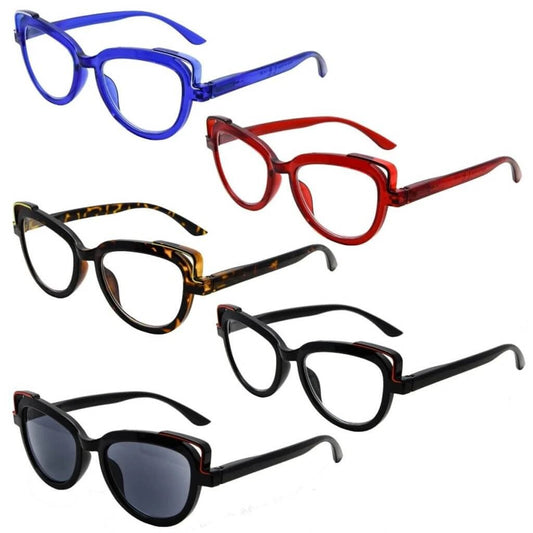 5 Pack Cat - eye Reading Glasses Stylish Readers R2113eyekeeper.com