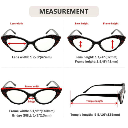 5 Pack Cat - eye Reading Glasses Stylish Readers R2116eyekeeper.com