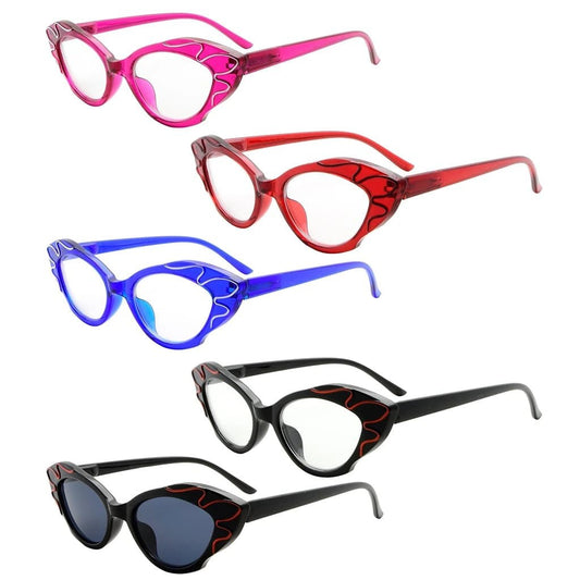 5 Pack Cat - eye Reading Glasses Stylish Readers R2116eyekeeper.com
