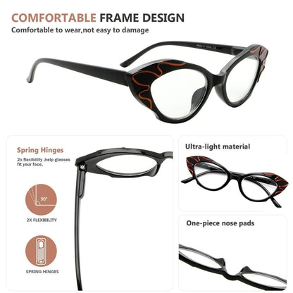 5 Pack Cat - eye Reading Glasses Stylish Readers R2116eyekeeper.com