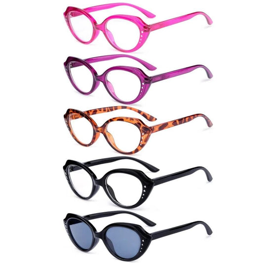 5 Pack Cat - eye Reading Glasses Stylish Readers R2124eyekeeper.com