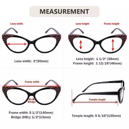 5 Pack Cat - eye Reading Glasses Thick Rimmed Readers R2115eyekeeper.com