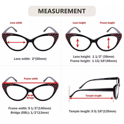 5 Pack Cat - eye Reading Glasses Thick Rimmed Readers R2115eyekeeper.com