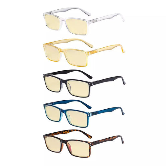 5 Pack Comfort Rectangle Blue Light Blocking Reading Glasses TM802eyekeeper.com