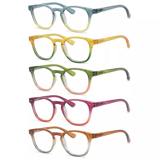 5 Pack Cute Fashionable Two Tone Reading Glasses Colorful Readers R144eyekeeper.com