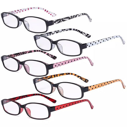 5 Pack Cute Reading Glasses with Polka Dots Temples R908Peyekeeper.com