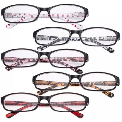 5 Pack Cute Reading Glasses with Polka Dots Temples R908Peyekeeper.com
