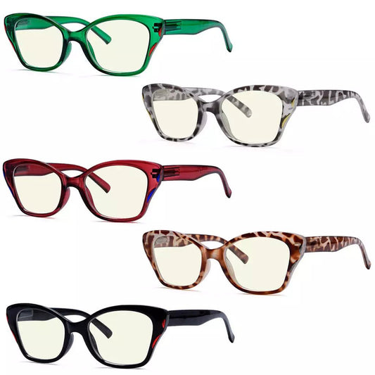 5 Pack Fashion Cat - eye Blue Light Filter Reading Glasses UV2126eyekeeper.com