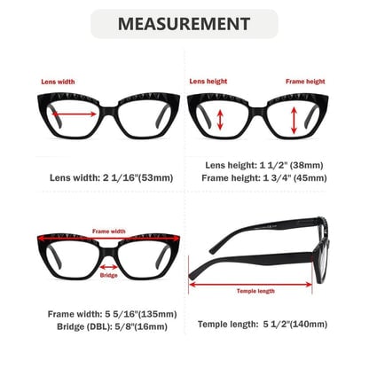5 Pack Fashion Cat - eye Reading Glasses Checkered Design Readers R2133eyekeeper.com