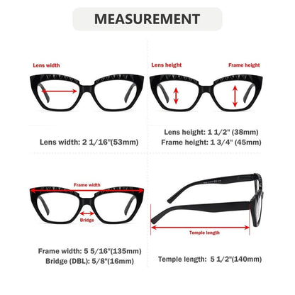 5 Pack Fashion Cat - eye Reading Glasses Checkered Design Readers R2133eyekeeper.com