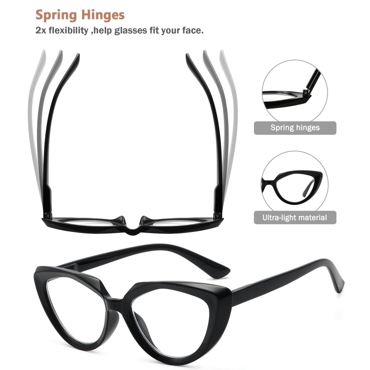 5 Pack Ladies Cat-eye Stylish Reading Glasses Women R2137eyekeeper.com