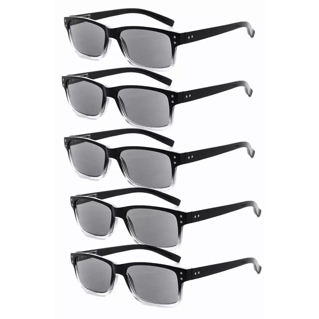 5 Pack Reading Glasses Retro Rectangle Readers R032 - Aeyekeeper.com