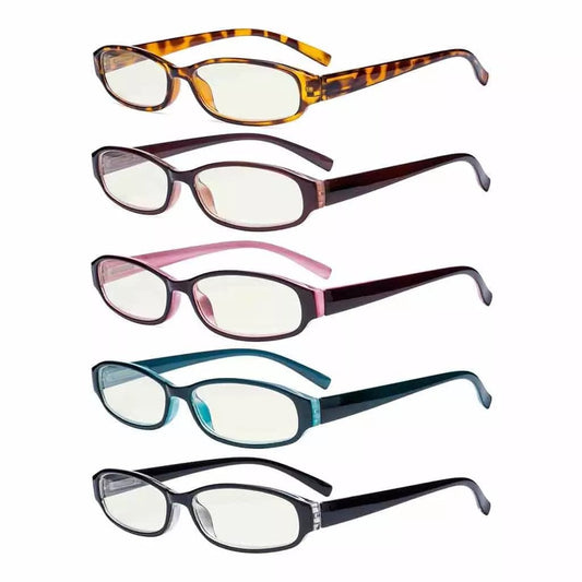 5 Pack Rectangle Blue Light Filter Reading Glasses UVR9104Keyekeeper.com