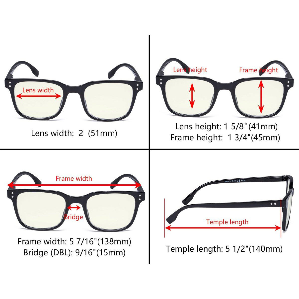 5 Pack Stylish Blue Light Filter Reading Glasses UVRT1804