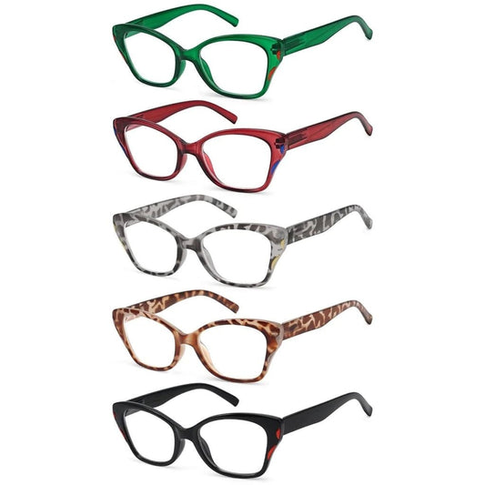 5 Pack Stylish Reading Glasses Cat - eye Readers R2126eyekeeper.com