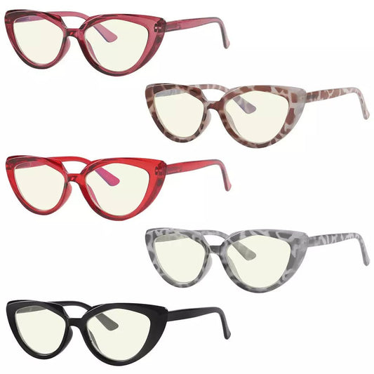 5 Pack Trendy Cat - eye Blue Light Filter Reading Glasses UV2137eyekeeper.com
