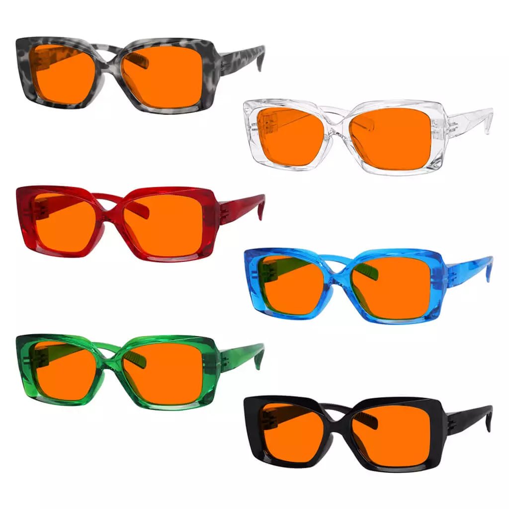 6 Pack 100% Blue Blocking Glasses Orange Lens Metalless Screwless NR2010 - B98eyekeeper.com