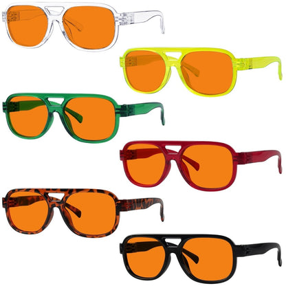 6 Pack 100% Blue Blocking Orange Glasses for Sleep Metalless Pilot R2515 - B98eyekeeper.com