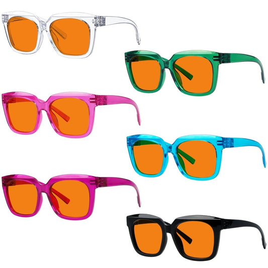 6 Pack 100% Blue Blocking Orange Lens for Sleep Metalless Screwless R2144 - B98eyekeeper.com