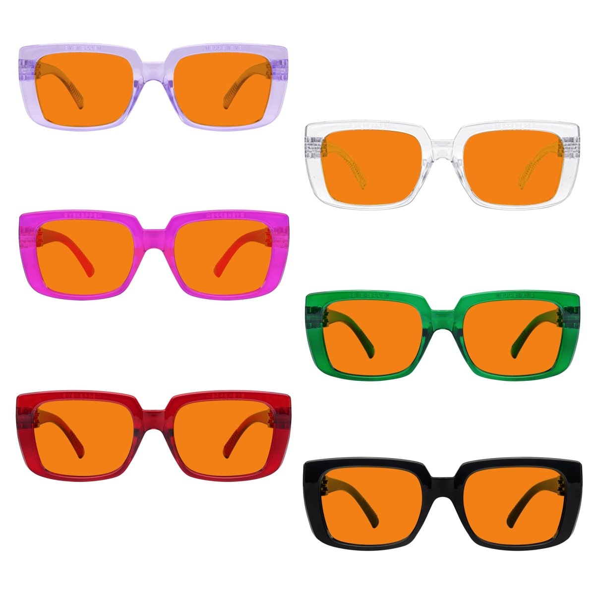 6 Pack 100% Blue Light Blocking Glasses Orange Lens Metalless Screwless NR9107 - B98eyekeeper.com