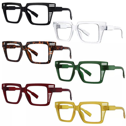 6 Pack 30% Blue Light Blocking Metalless Screwless Huge Reading Glasses R2503 - B15eyekeeper.com
