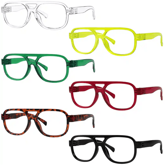 6 Pack 30% Blue Light Blocking Pilot Metalless Screwless Reading Glasses R2515 - B15eyekeeper.com