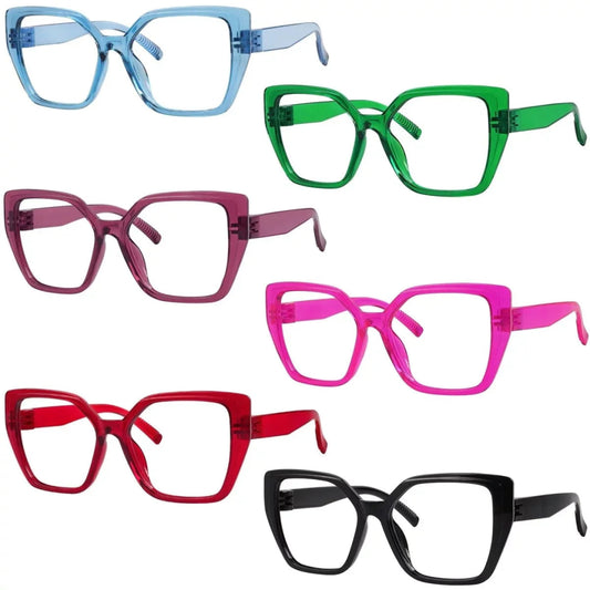 6 Pack 30% Blue Light Blocking Reading Glasses Oversized Metalless R2314 - B15eyekeeper.com