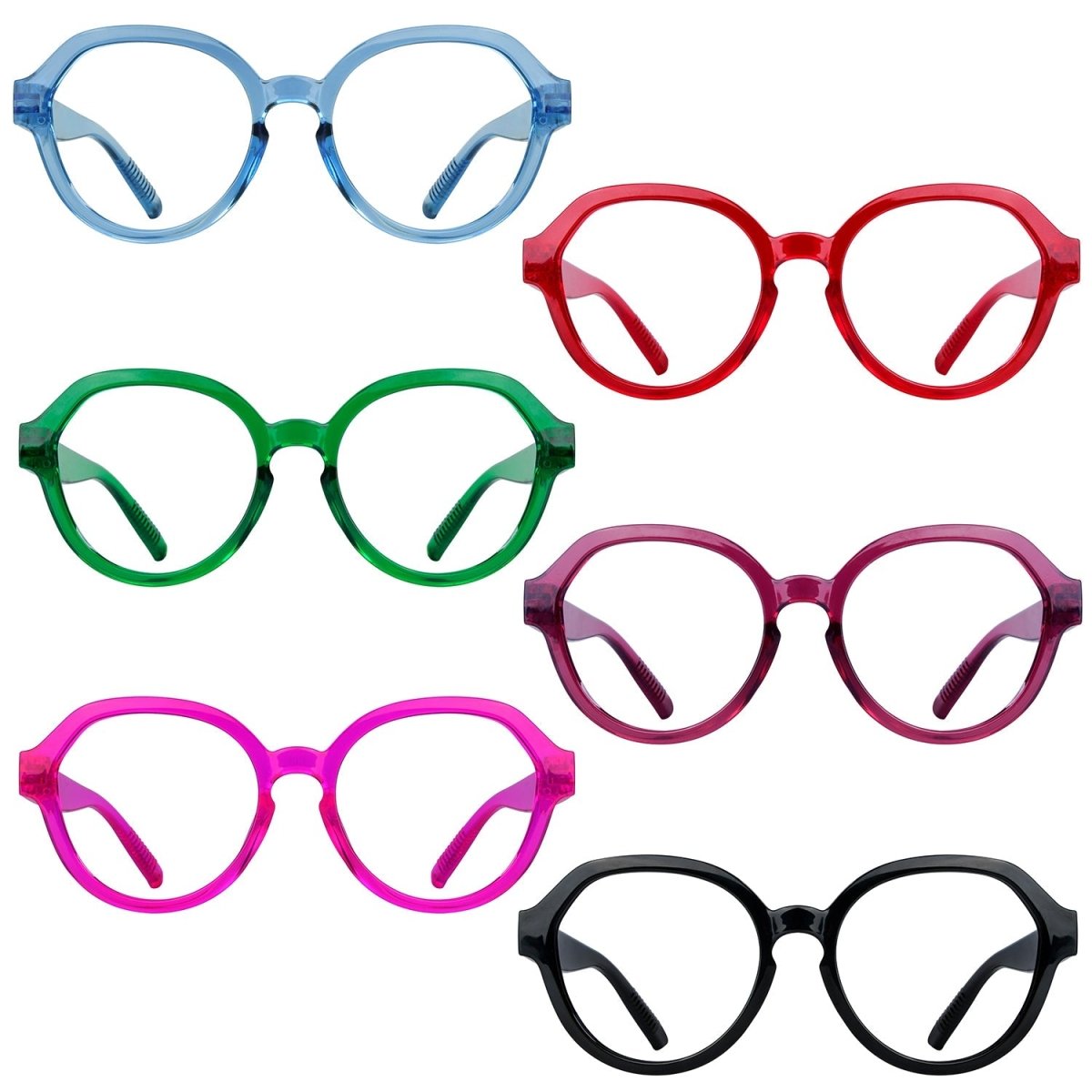 6 Pack Anti Blue Light Glasses Metalless Screwless Eyewear R2317 - B15eyekeeper.com