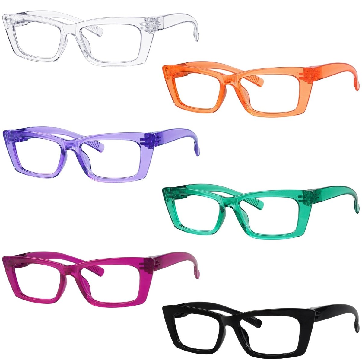 6 Pack Cat - eye Reading Glasses Screwless Metalless R2501eyekeeper.com