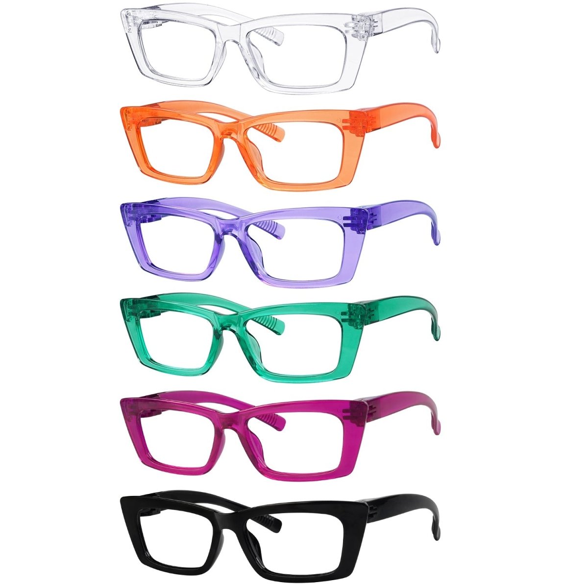 6 Pack Cat - eye Reading Glasses Screwless Metalless R2501eyekeeper.com