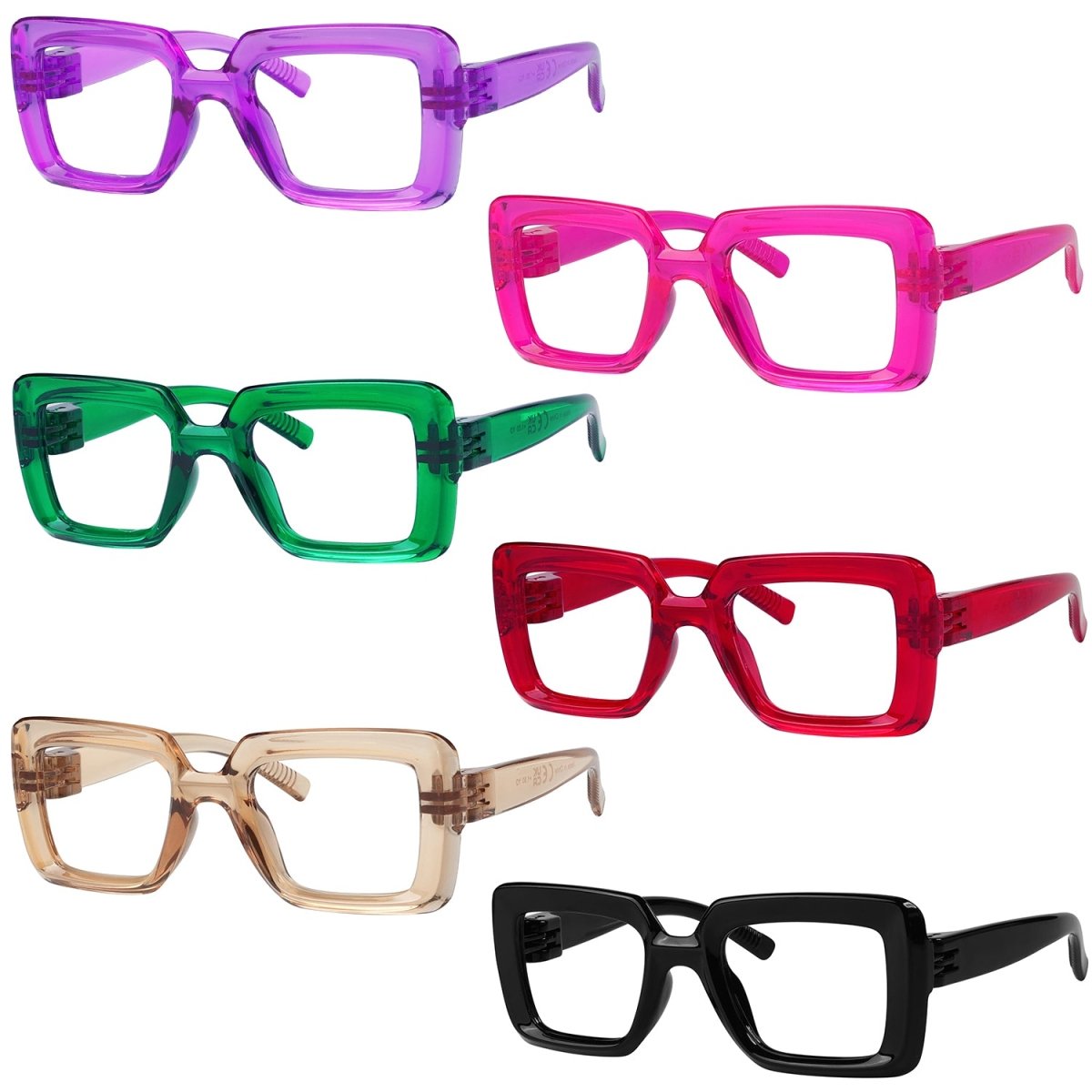 6 Pack Metalless Screwless Thick Spring Hinge Reading Glasses NR2101eyekeeper.com