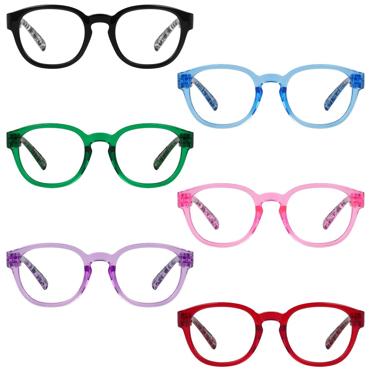 6 Pack Oval Screwless Metalless Reading Glasses NR124eyekeeper.com