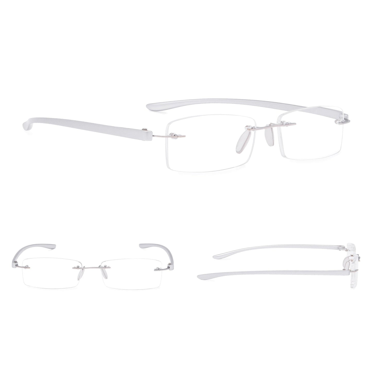 6er-Pack Kleine klassische rechteckige Lesebrille randlose brille R14001