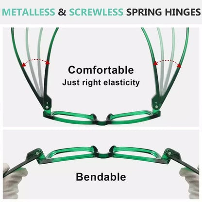 6 Pack Square Reading Glasses Metalless Spring Hinges Readers R033eyekeeper.com
