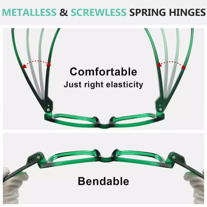6 Pack Square Reading Glasses Metalless Spring Hinges Readers R033eyekeeper.com