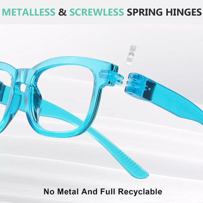 6 Pack Square Reading Glasses Metalless Spring Hinges Readers R033eyekeeper.com